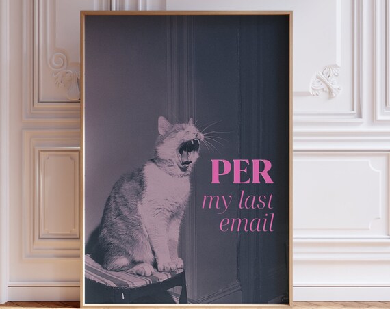 Per My Last Email Sassy Hissing Cat Funny Office Humor Poster