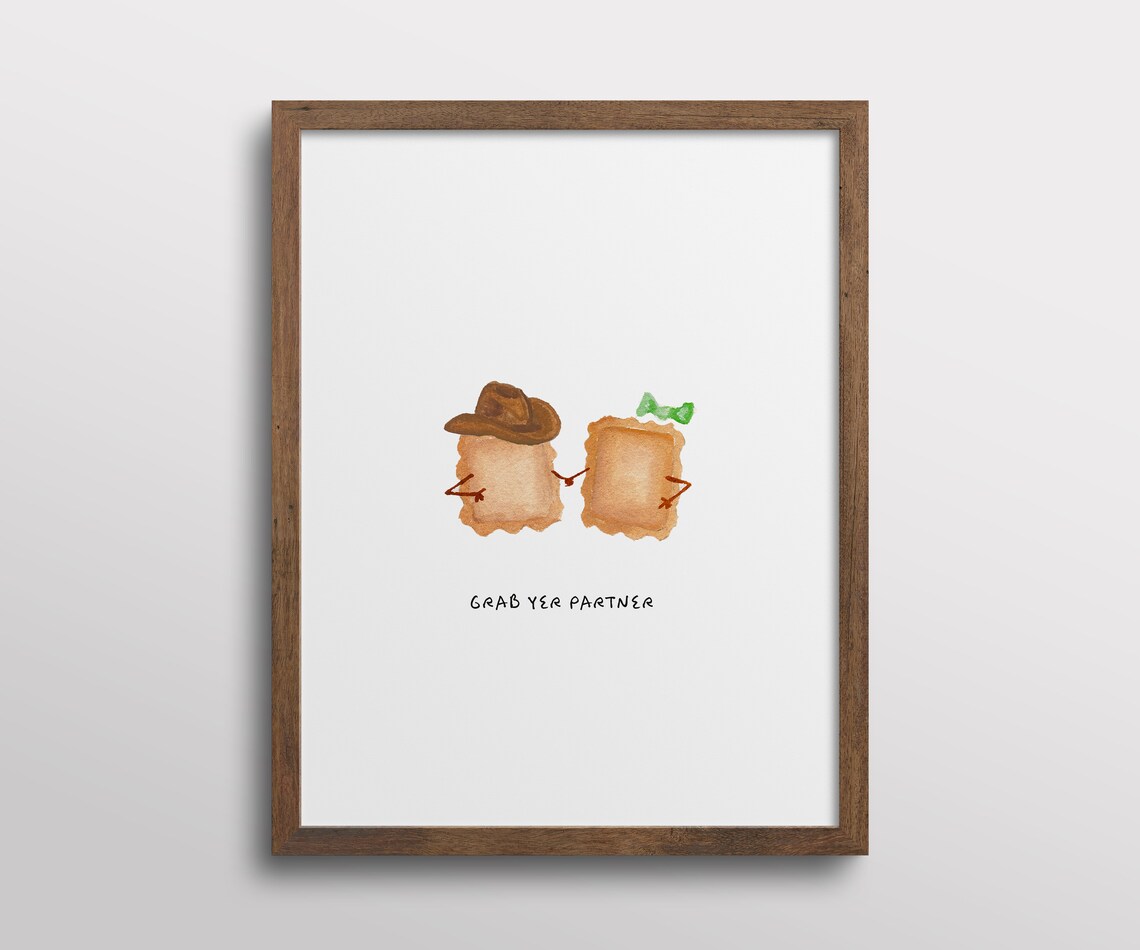Whimsical Dancing Ravioli Pasta Kitchen Art Print