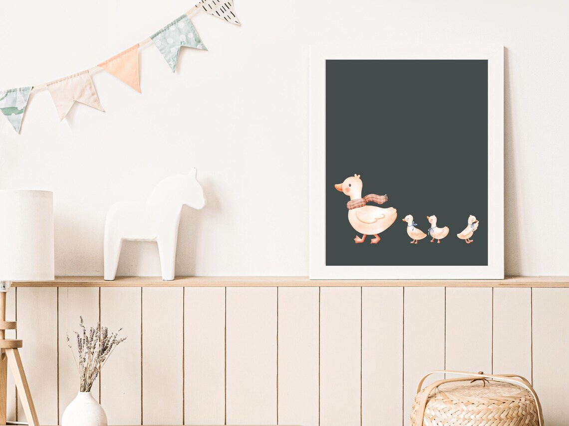 Duck Family Parade Nursery Poster Sweet Farm Animal Baby Room Decor - Image 3