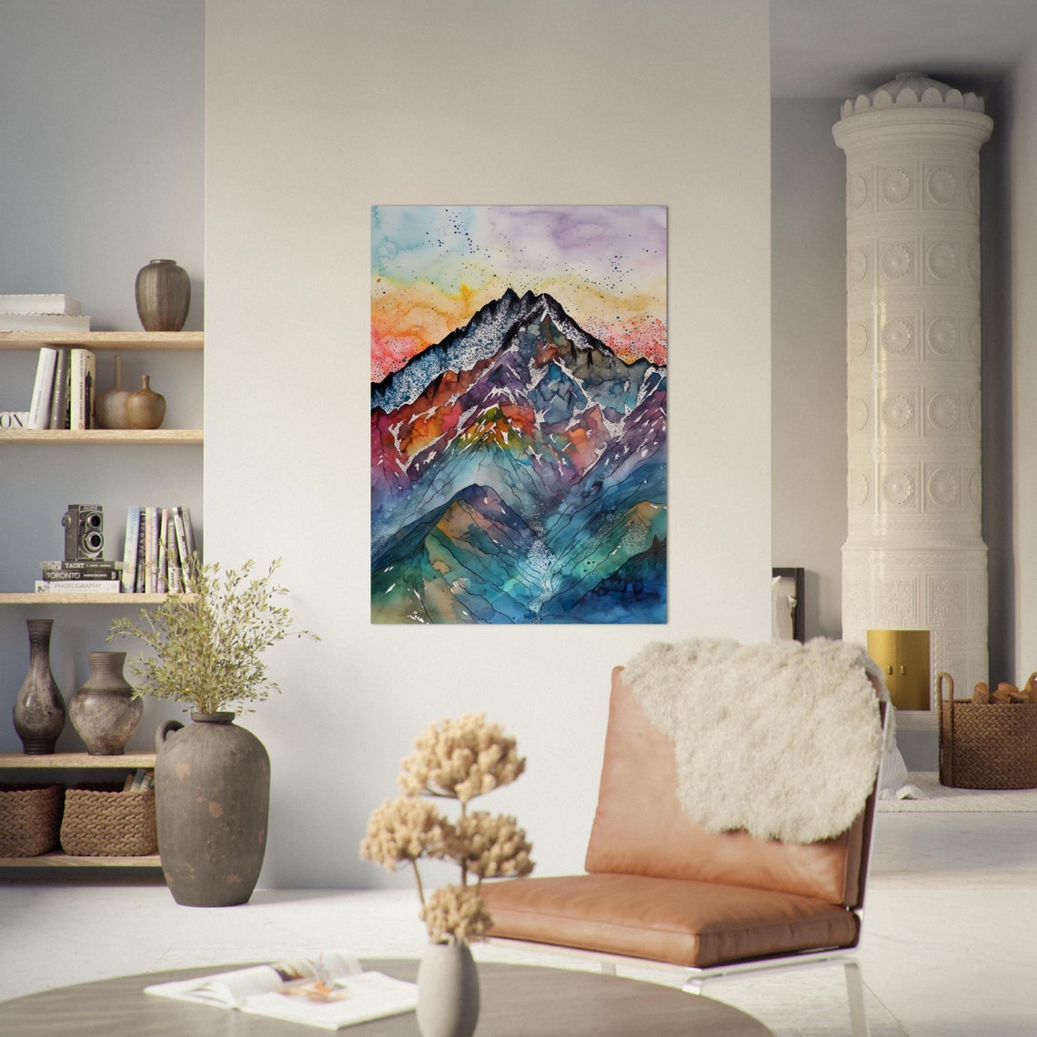 Colourful Mountain Experience The Beauty Of The Mountains In Pop Style With Our Colourful Watercolour Poster - Image 6