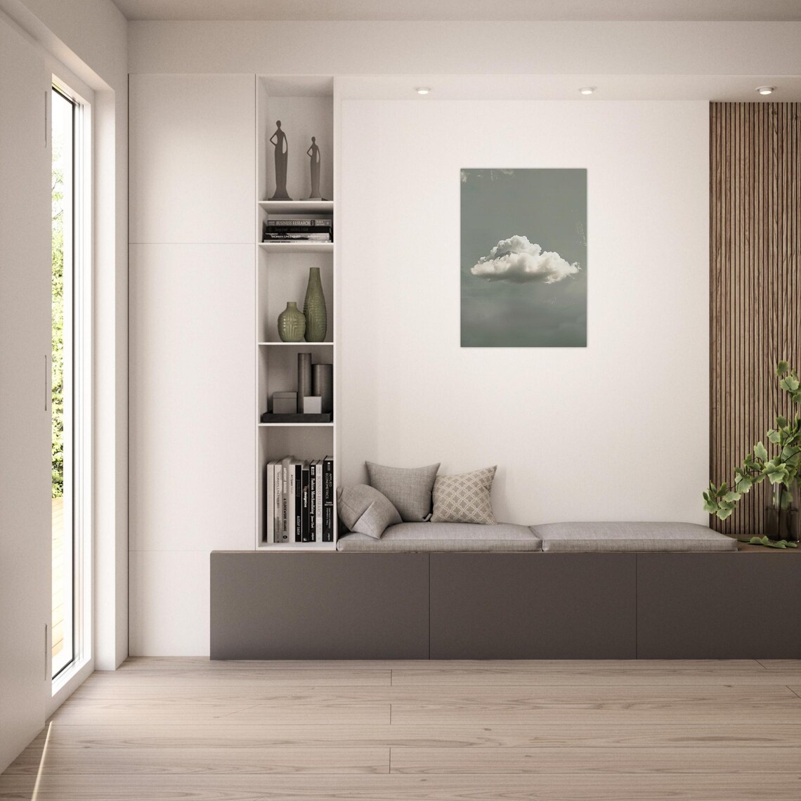 Minimalist Cloud Poster Soft Wall Art In Grey And White Timeless Design For Modern Rooms - Image 2