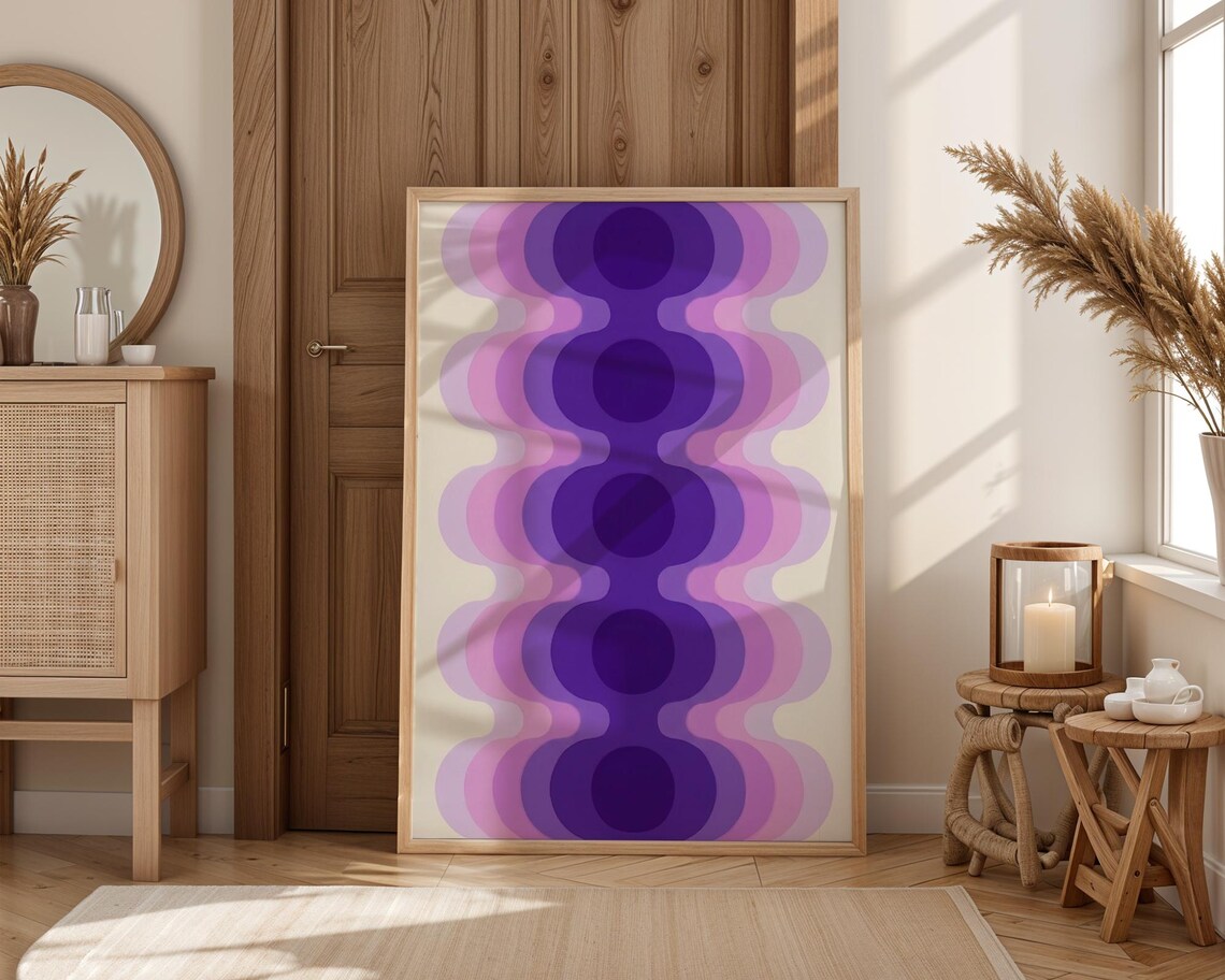 Retro Geometric Art Print, Mid-Century Modern