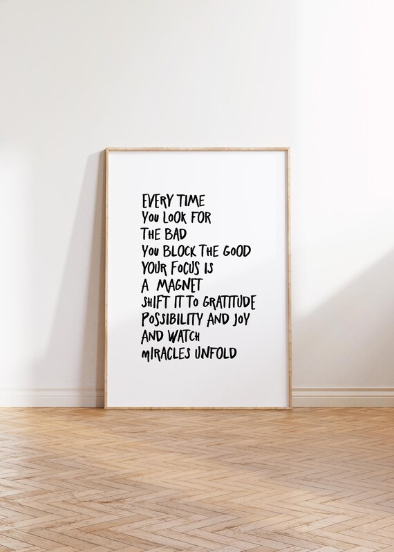 Gratitude Joy Miracles Uplifting Manifestation Quote Poster Art