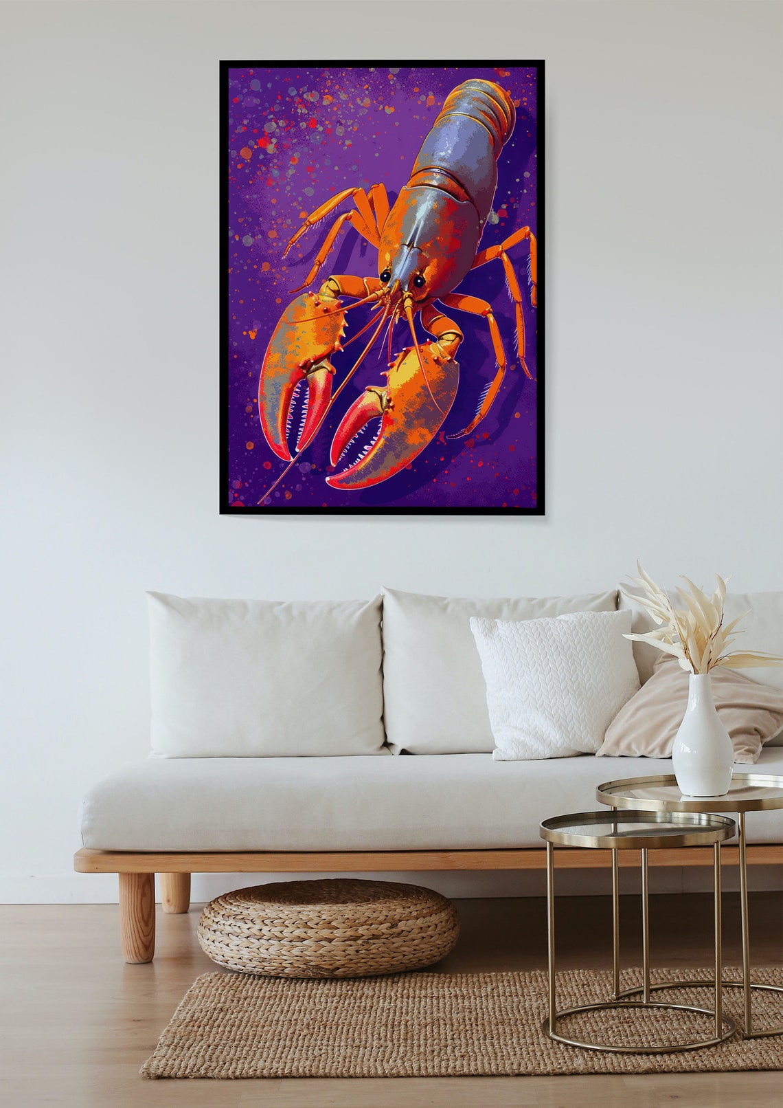 Lobster Purple Pop Art Poster Bold Orange Kitchen Wall Decor - Image 3