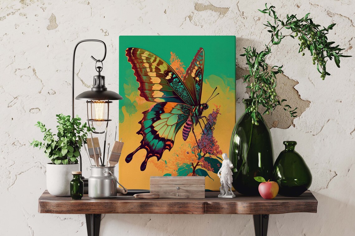 Colorful Swallowtail Butterfly Poster Green Gold Tropical Insect Art - Image 3
