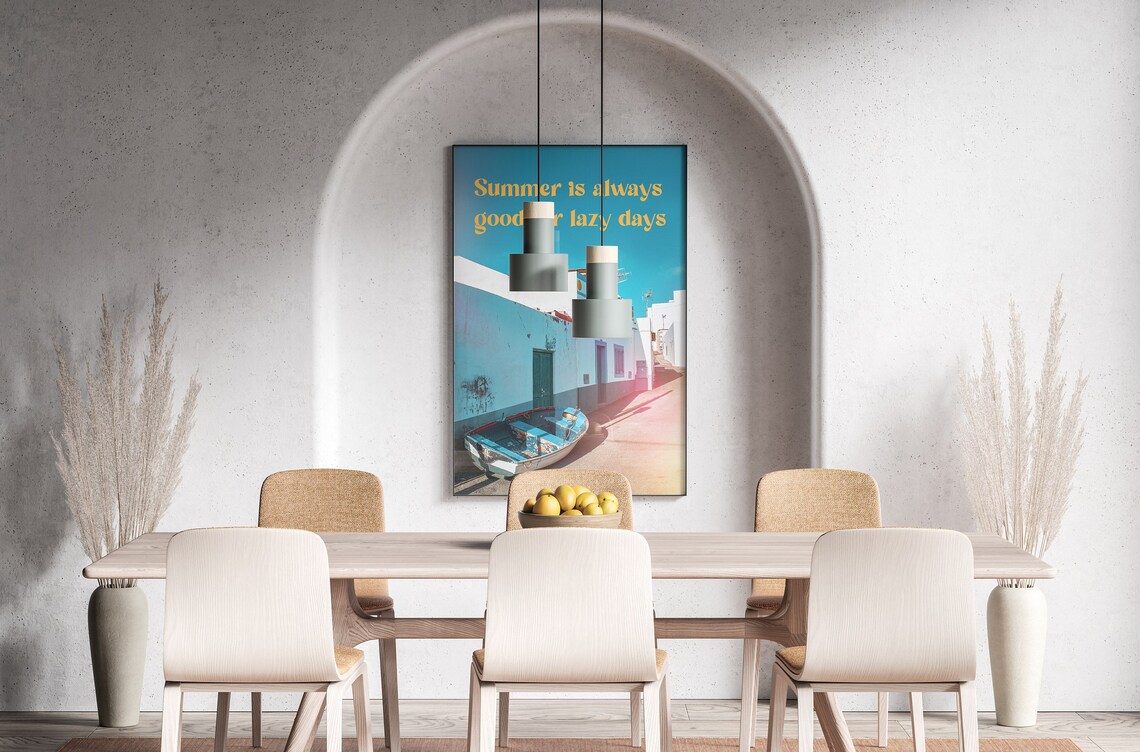 Summer Lazy Days Quote Blue Coastal Street Photography Poster - Image 2