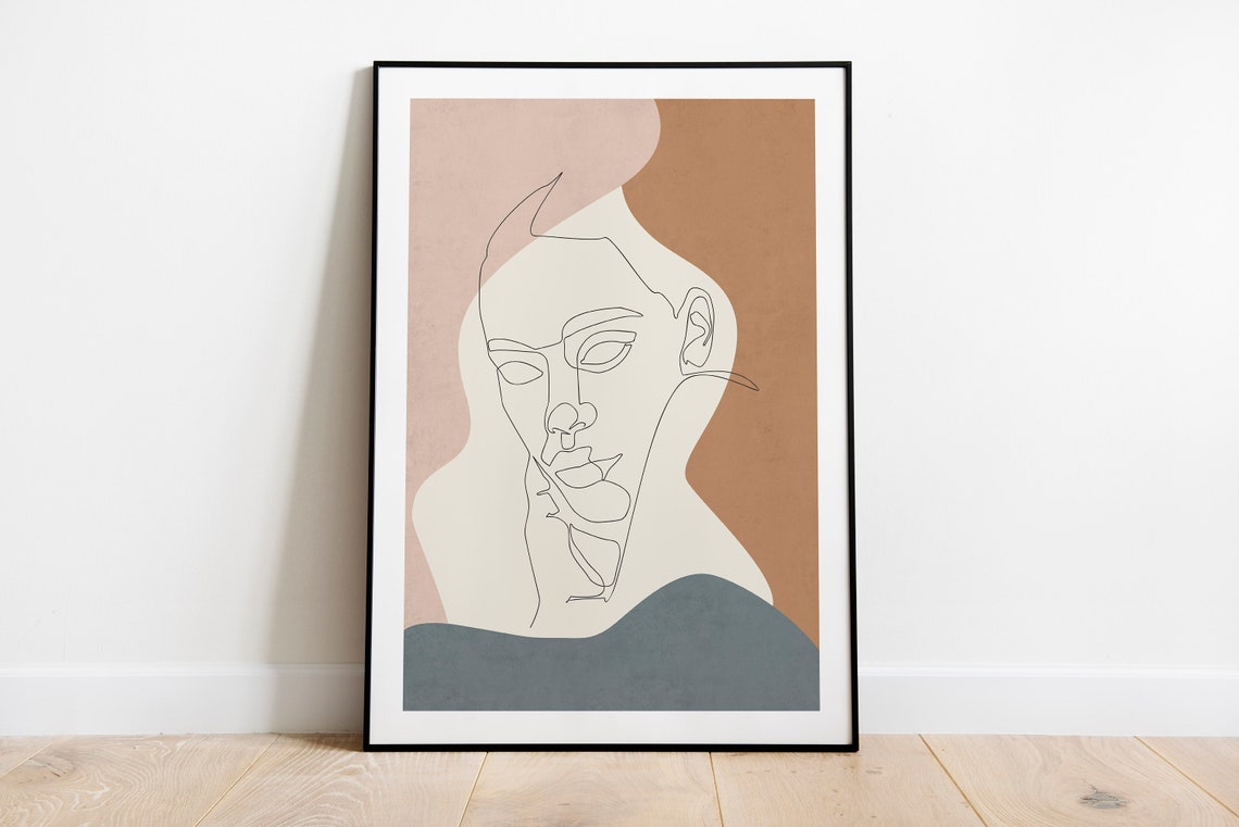 Boho Female Face One Line Art Poster Minimalist Nordic Wall Decor