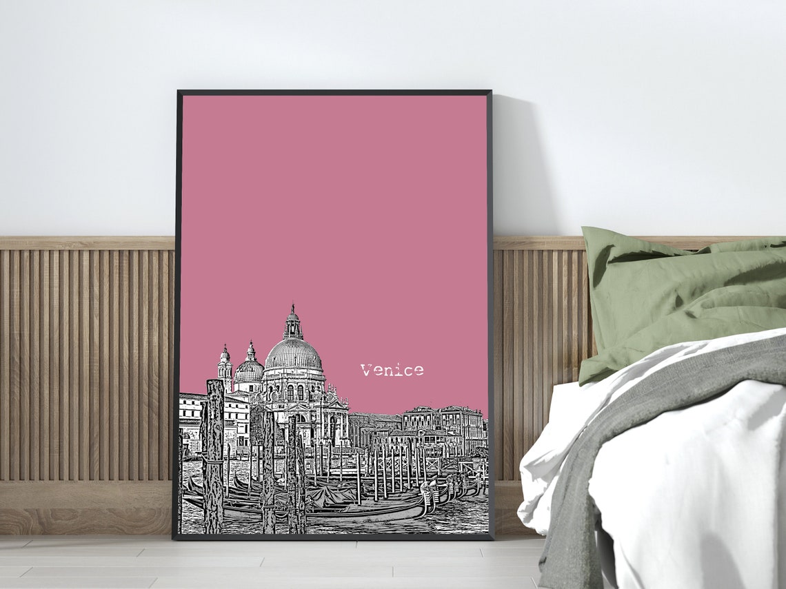 Venice Italy Grand Canal Color Block Poster With Custom Sky Color - Image 3
