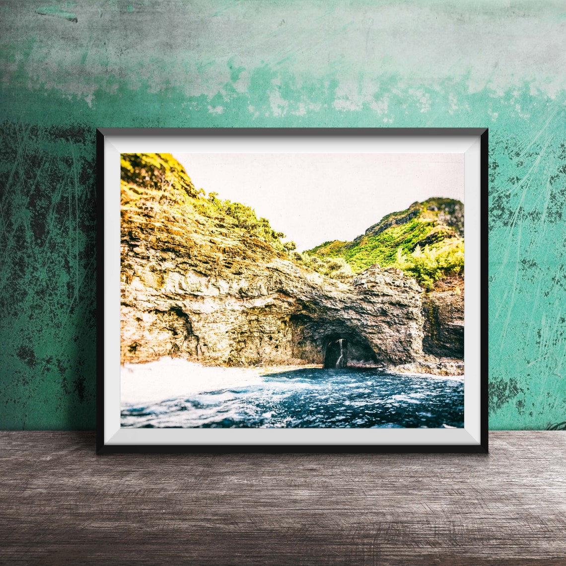 Ocean Sea Cave Coastal Cliffs Crashing Waves Hawaii View Poster
