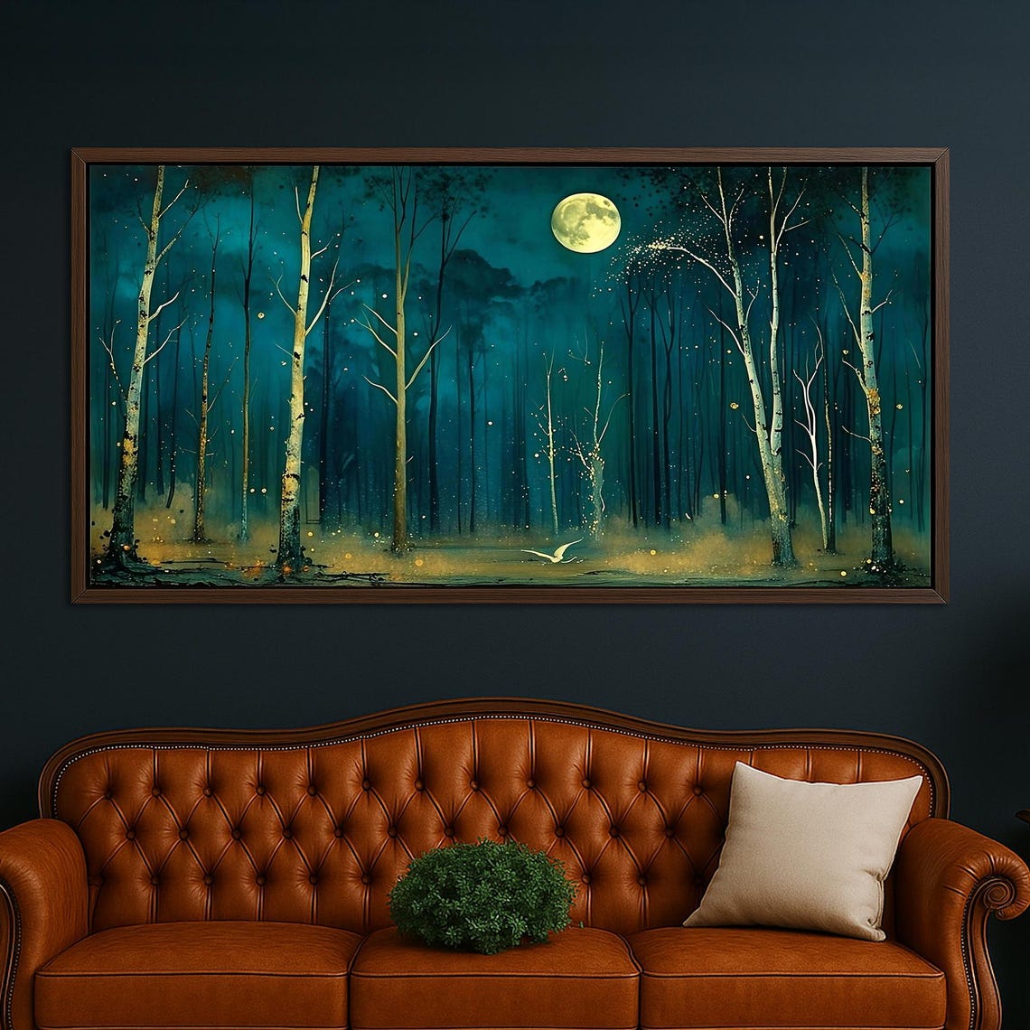 Moonlit Forest Canvas Art Vintage Night Sky Print