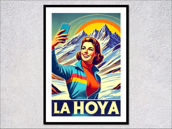 La Hoya Argentina Resort Ski Poster Vintage Style Wall Art Skiing Decor Winter Sports Print Ski Lodge Art