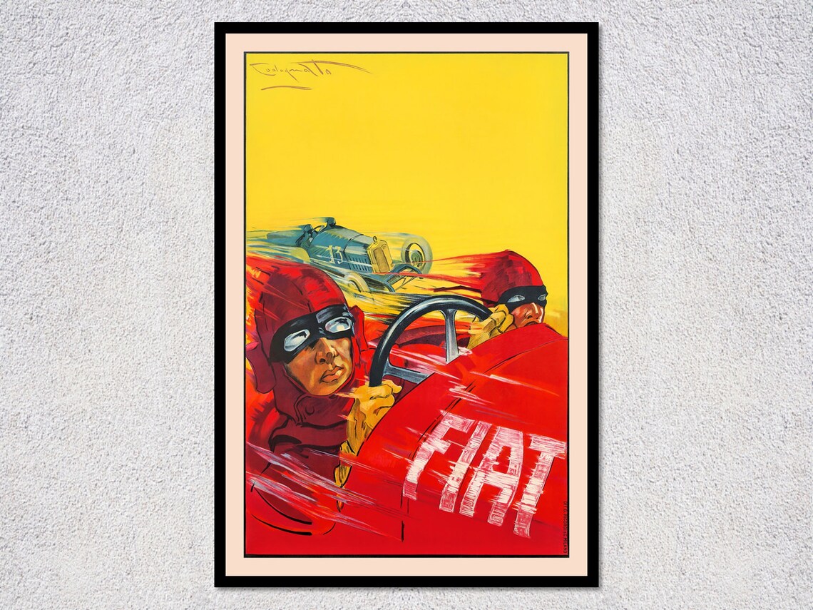 Fiat 805 1923 Grand Prix Race Car Vintage Italian Automotive Poster
