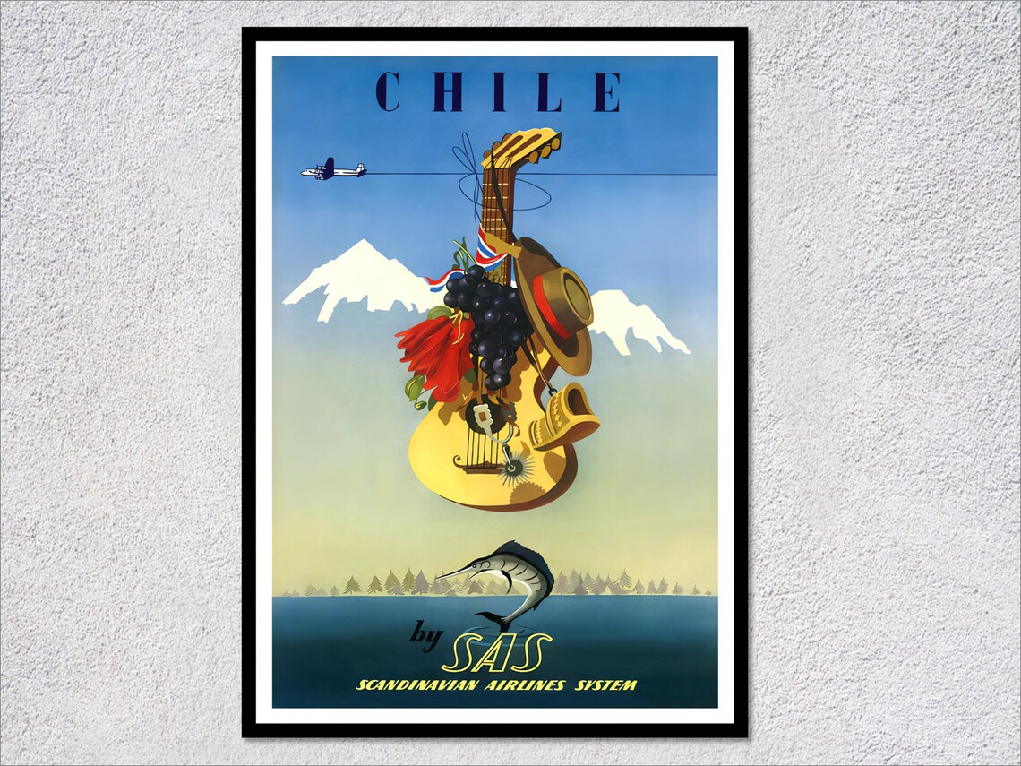 Chile Vintage Travel Poster, Retro Art Deco Print - Image 2