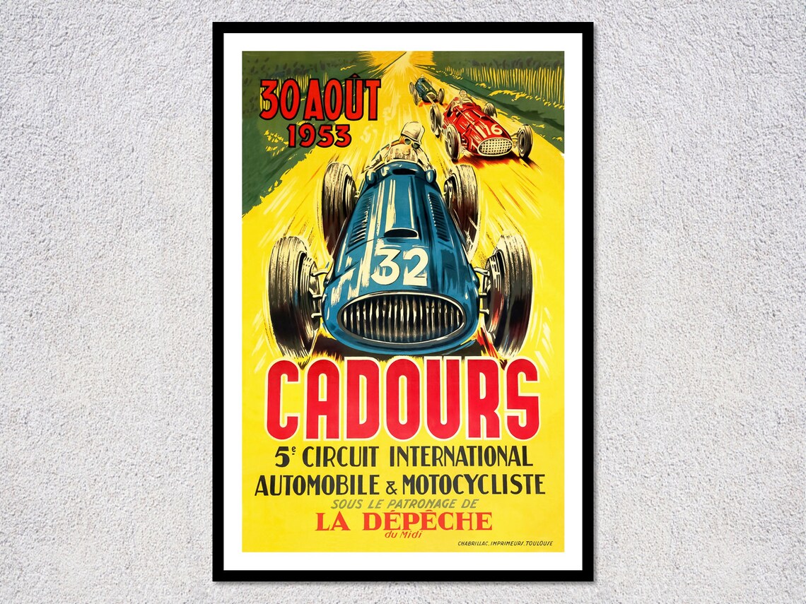 1953 Cadours Motor Racing Retro Auto Sport Poster