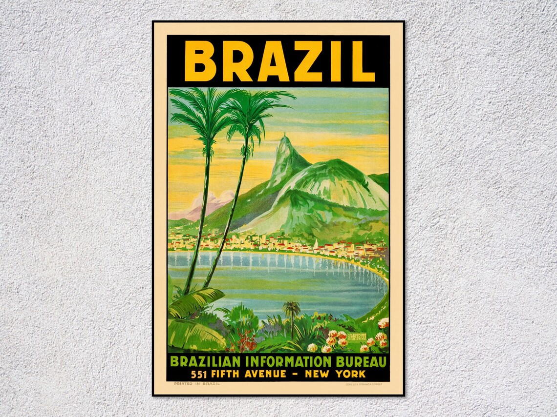Rio De Janeiro Vintage Travel Poster, Brazil