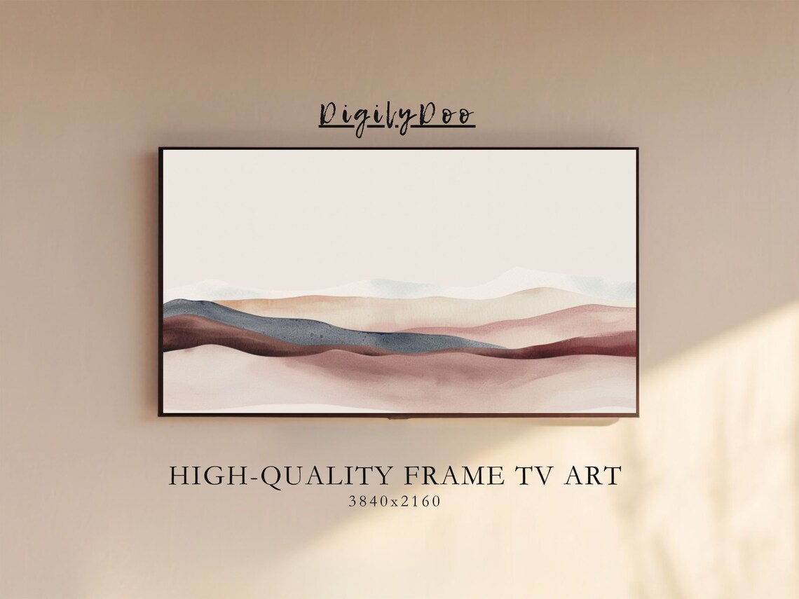 Abstract Modern Frame Tv Art Minimalist Watercolour Painting Neutral Wall Artwork Contemporary Desert Home Decor