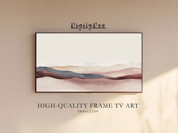 Abstract Modern Frame Tv Art Minimalist Watercolour Painting Neutral Wall Artwork Contemporary Desert Home Decor