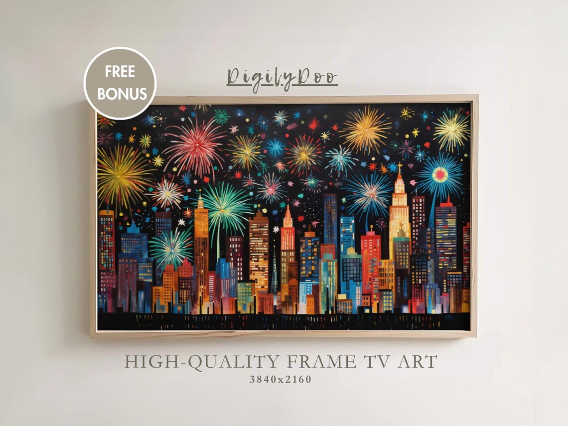 Happy New Year 2025 Fireworks Holiday Art Print