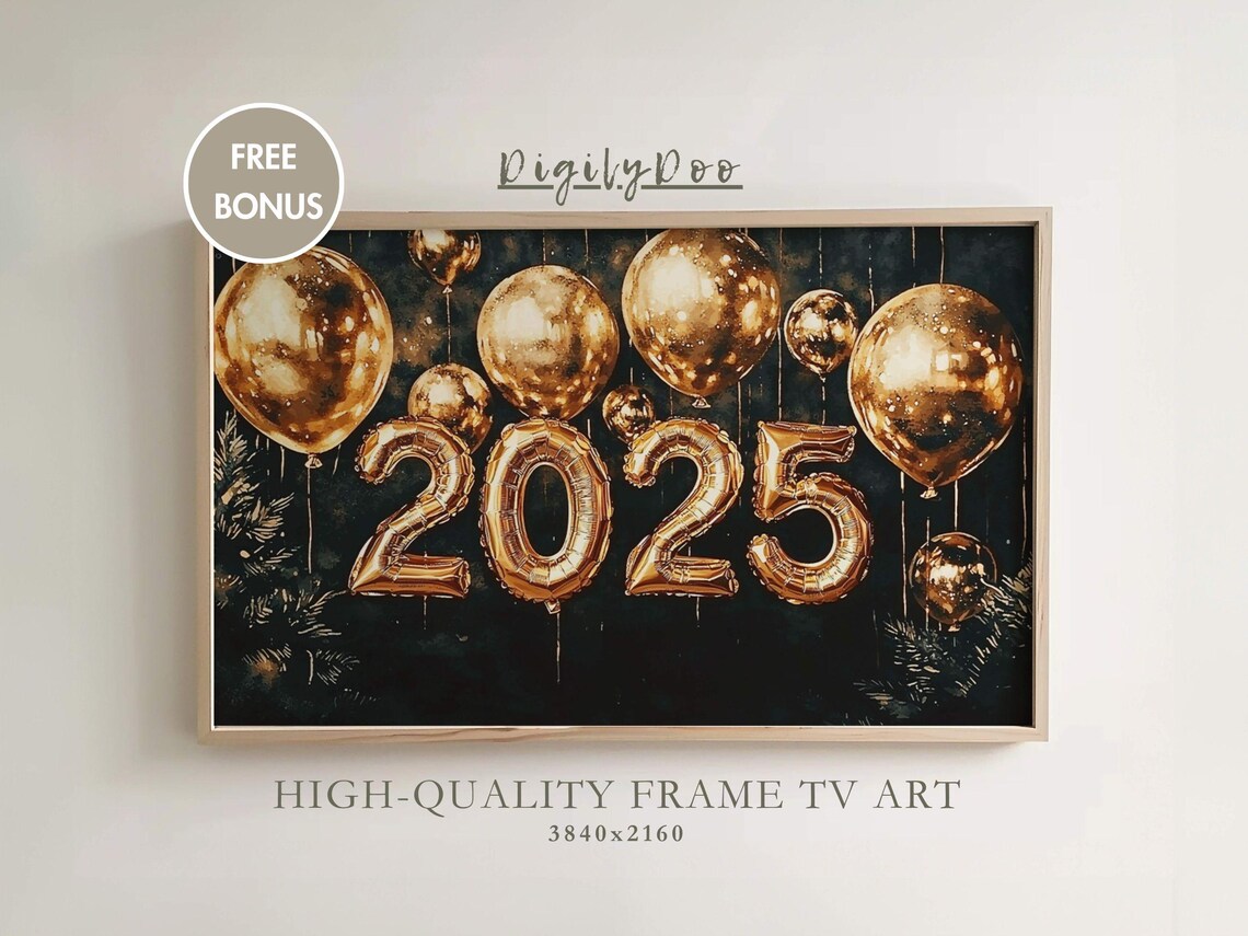 Happy New Year 2025 Vintage New Year’s Eve Art Print