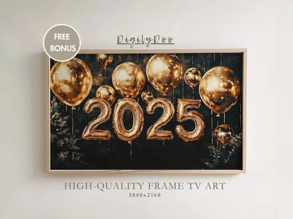 Happy New Year 2025 Vintage New Year’s Eve Art Print