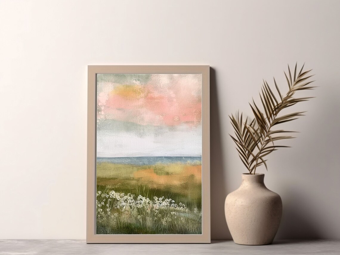 Spring Landscape Art Print, Vintage Farmhouse Decor - Image 2