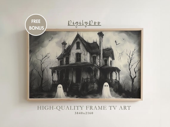 Halloween Ghosts Haunted House Vintage Art Print