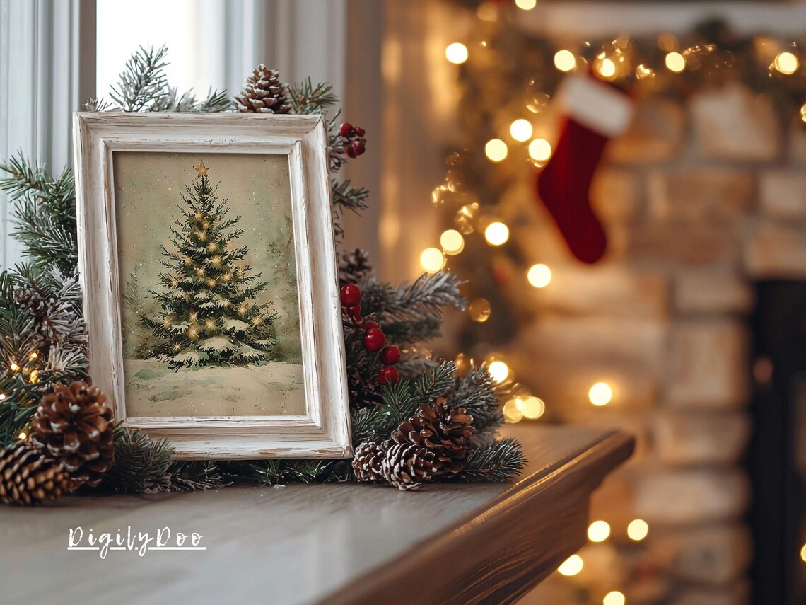 Christmas Pine Tree Art Print, Winter Holiday Decor - Image 3