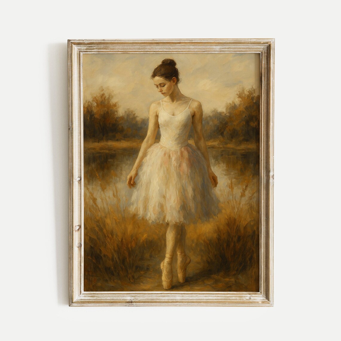 Ballerina Walking by Golden Lake Reeds White Tutu Ballet Poster