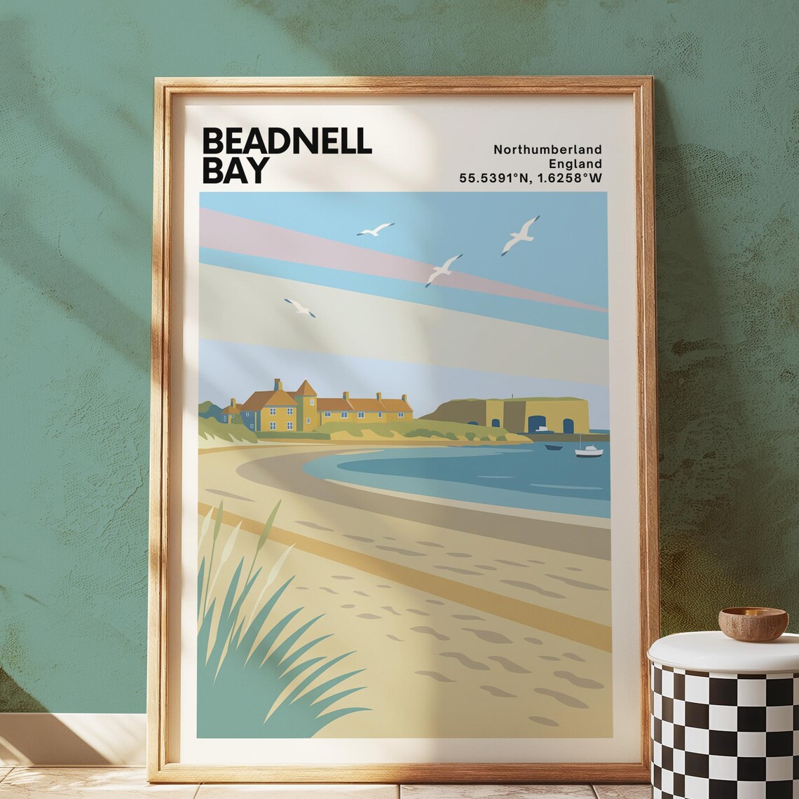 Beadnell Bay Coastal Art Print, Northumberland