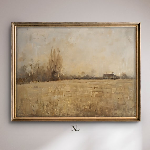 Oil Painting Vintage Farm Wall Art Farmhouse Art Decor Antique Art