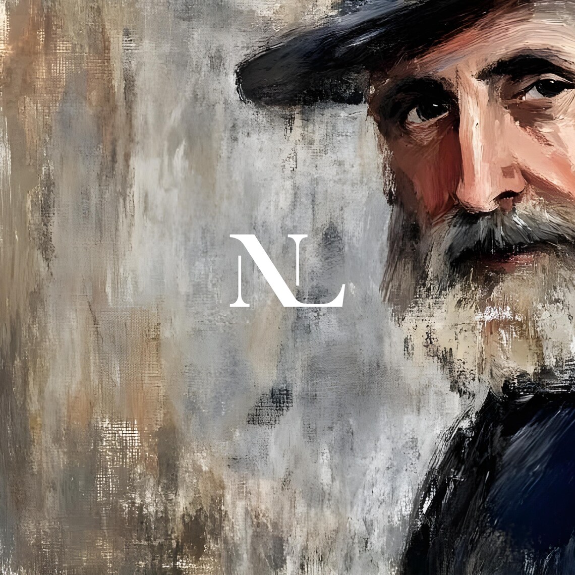Bearded Man With Hat Portrait Warm Smile Impressionist Style Poster - Image 6