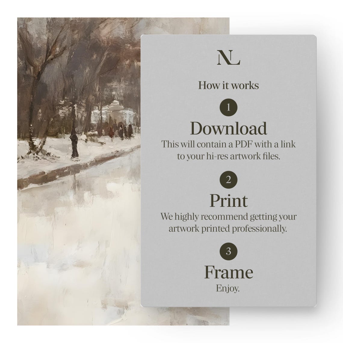 Two Skaters Holding Hands Frozen River Vintage Winter Poster - Image 3