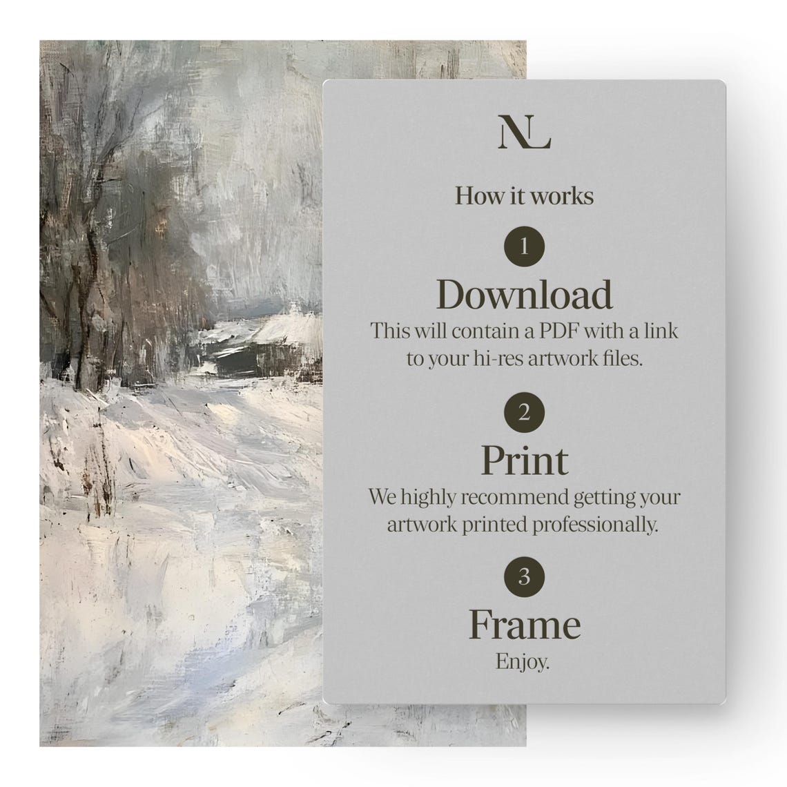 Wall Art Winter Scene Of Woman In Snowy Landscape Moody Home Decor Rustic Vintage Oil Painting Cosy Farmhouse Impressionist Print - Image 4