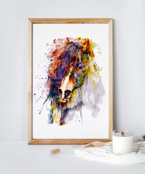 Abstract Horse Watercolor Print Equestrian Wall Art