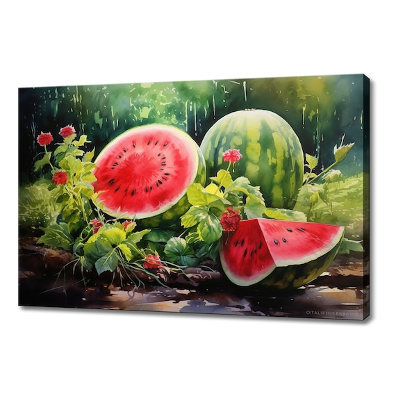 Watermelon Fruit Watercolour Painting Print Fruits Lover Gift Kitchen Restaurant Wall Art Print Colourful Fruits Wall Decor