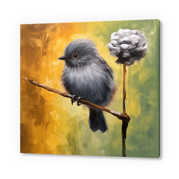 Cute Blue Gray Bird Print Birds Wall Art Bird Lover Gift Nature Wall Hanging Avian Wall Decor Handmade Bird Art Fast Turnaround