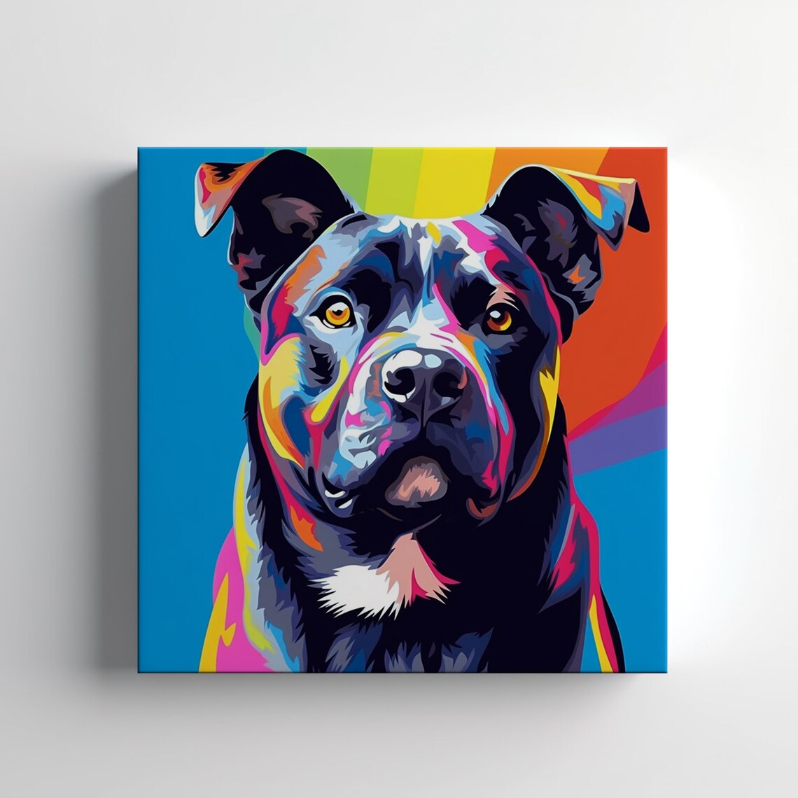 Staffordshire Bull Terrier Pop Art Colourful Dog Portrait Poster - Image 3