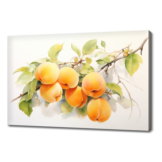 Peaches Fruits Tree Watercolour Painting Print Fruits Lover Gift Kitchen Restaurant Wall Art Print Colourful Fruits Wall Decor