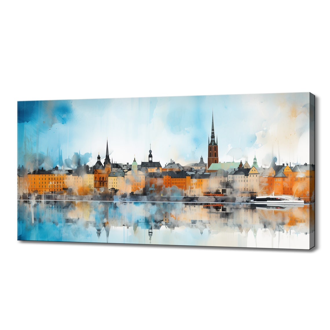 Stockholm Sweden Watercolour Skyline Cityscape Travel Poster