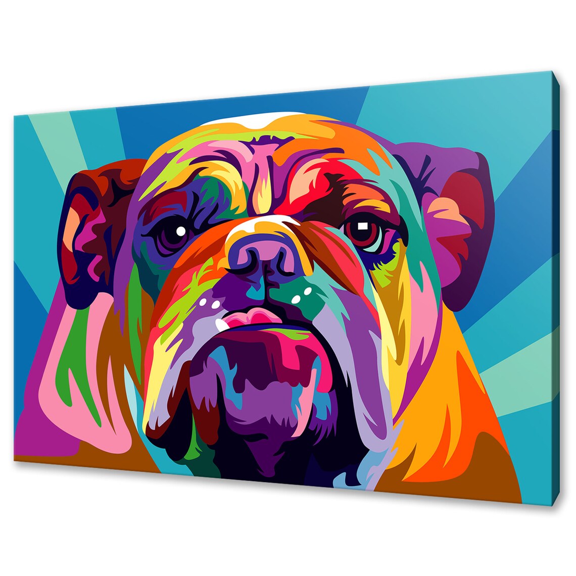 Custom Bulldog Art Print, Colourful Dog Wall Art