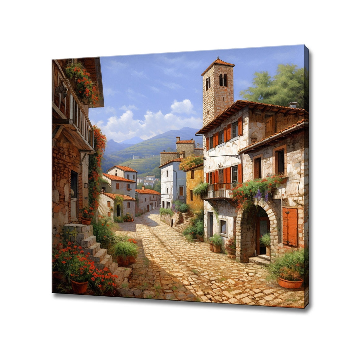 Country Village In Italy Art Print Italian Countryside Wall Hanging Picture Vintage Cottage Print Landscape Farmhouse Decor