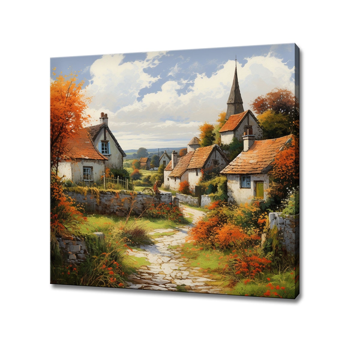 Country Village In Ireland Art Print Irish Countryside Wall Hanging Picture Vintage Cottage Print Landscape Farmhouse Decor