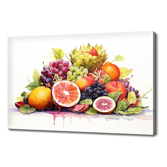Tropical Citrus Fruits Watercolour Painting Print Fruits Lover Gift Kitchen Restaurant Wall Art Print Colourful Fruits Wall Decor