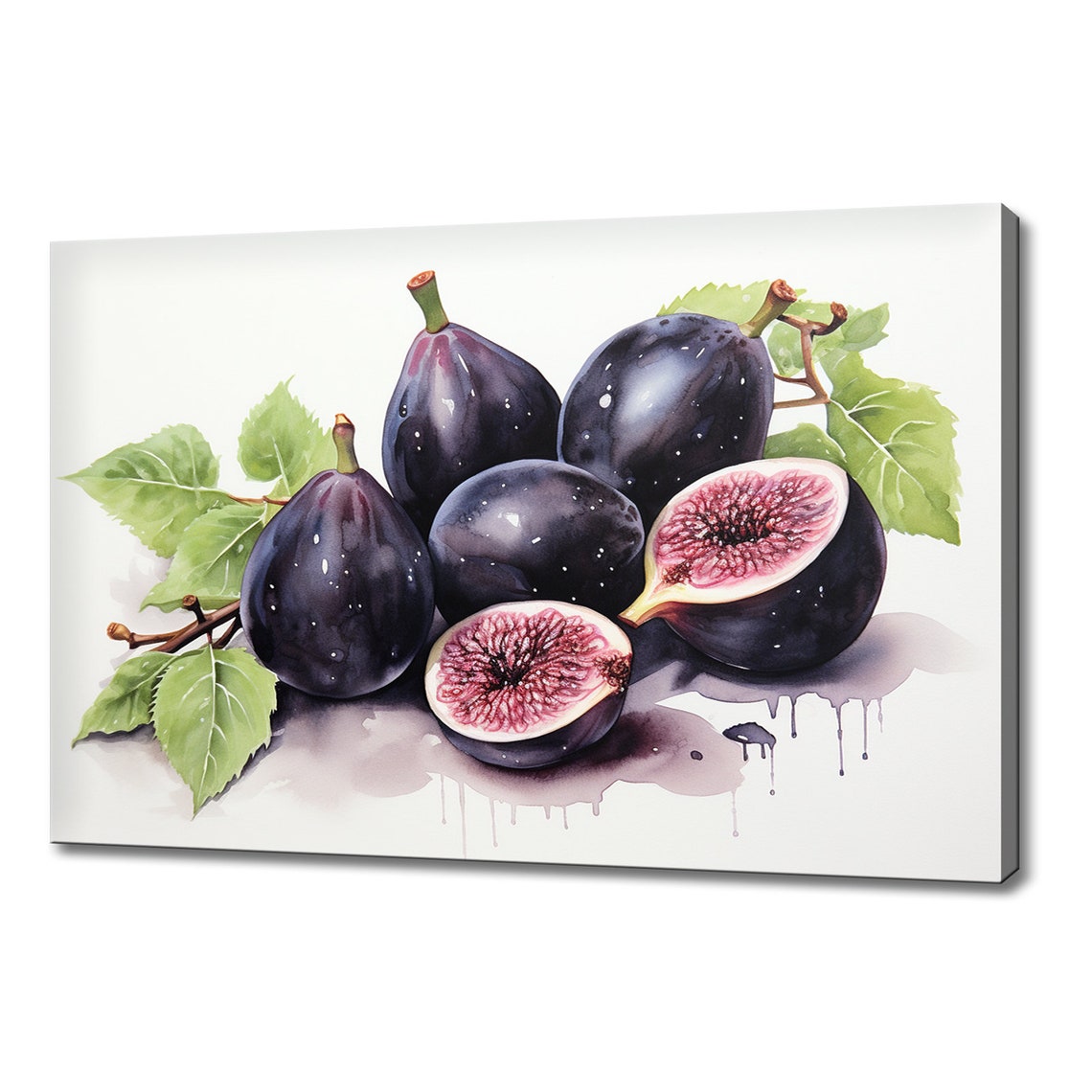 Dark Purple Figs Whole And Halved Watercolor Botanical Poster
