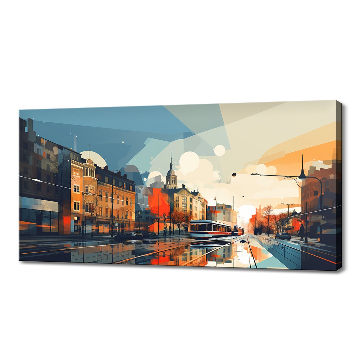 Helsinki Finland Modern City Street Tram Geometric Art Travel Poster