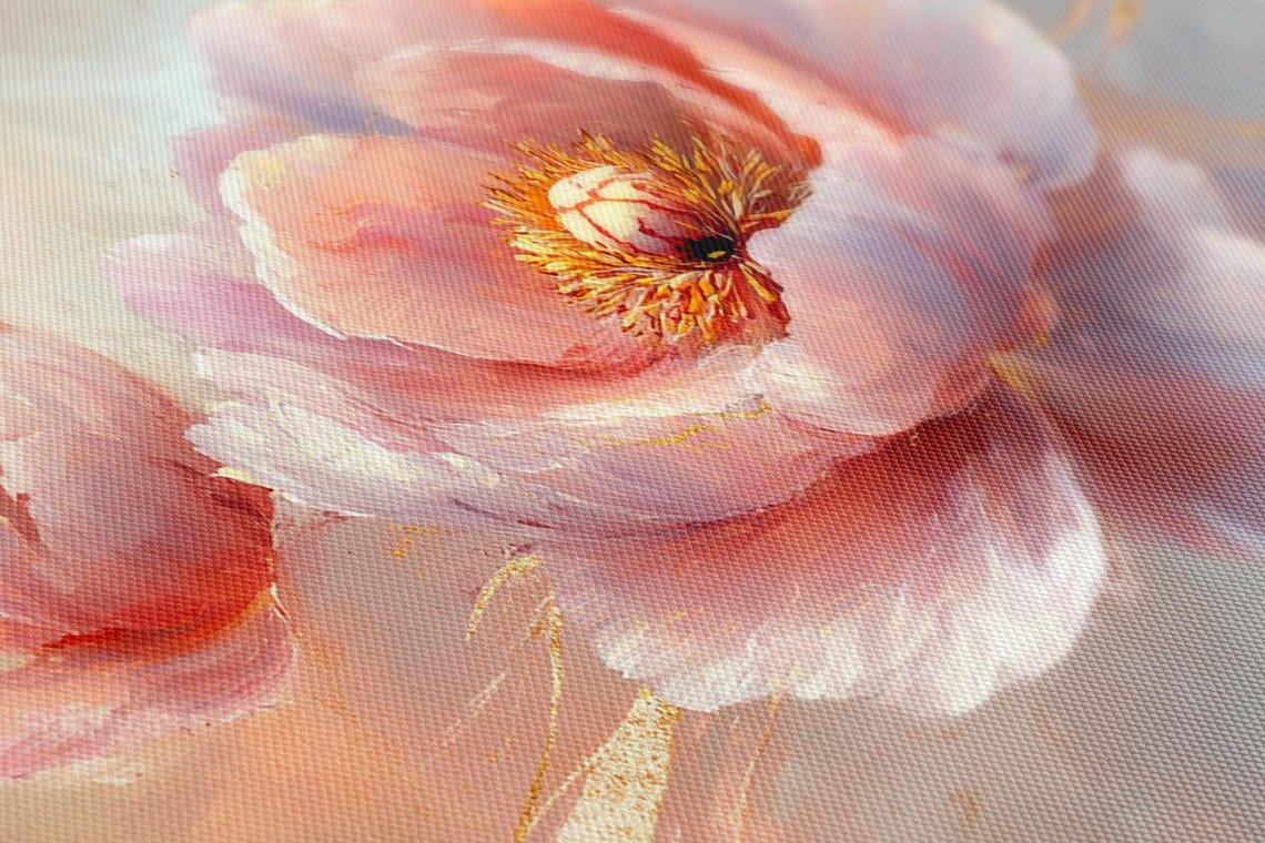 Beautiful Peach Peony Flower Vintage Painting Print Nature Floral Art Print Living Room Botanical Wall Art Farmhouse Decor Art - Image 2