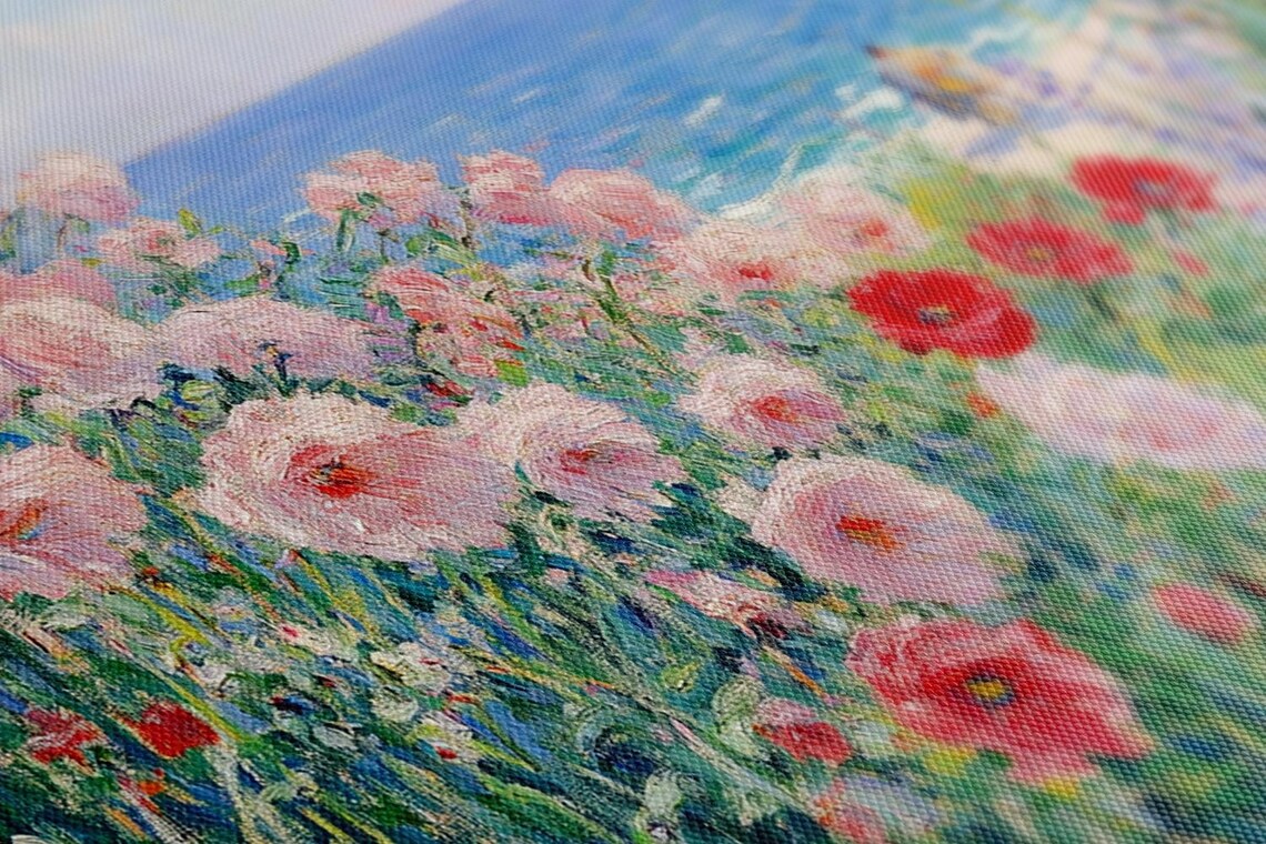 Coastal Poppies Wildflower Field Beach Sea View Impressionist Summer Poster - Image 2