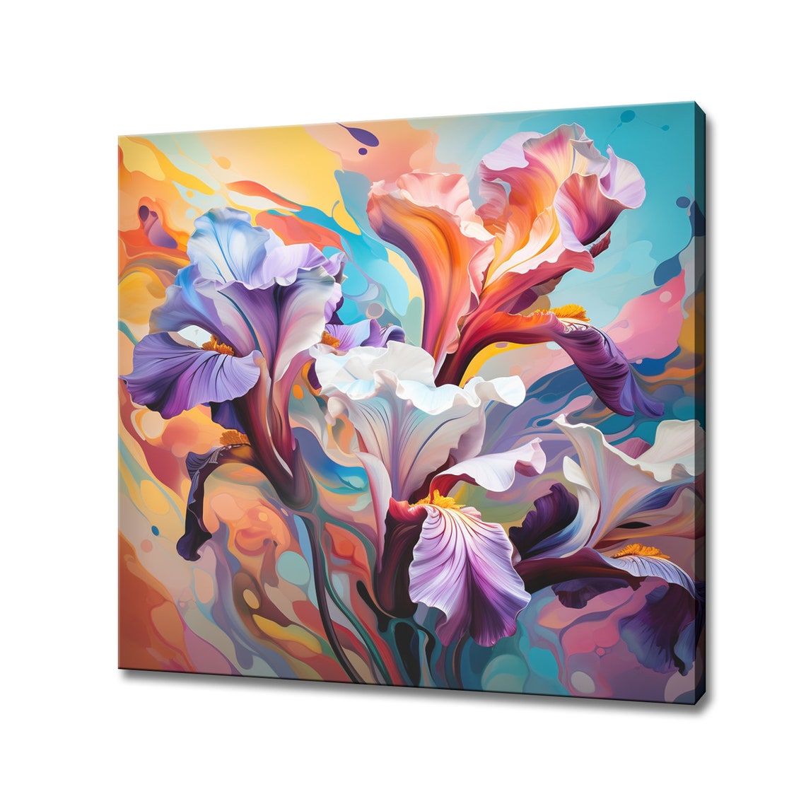 Purple White Iris Flowers Dreamy Pastel Romantic Floral Wall Art Print