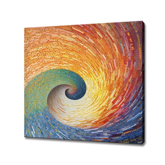 Abstract Psychedelic Rainbow Endless Spiral Colourful Funky Print Fantasy Retro Design Art Print Surreal Groovy Abstract Wall Art