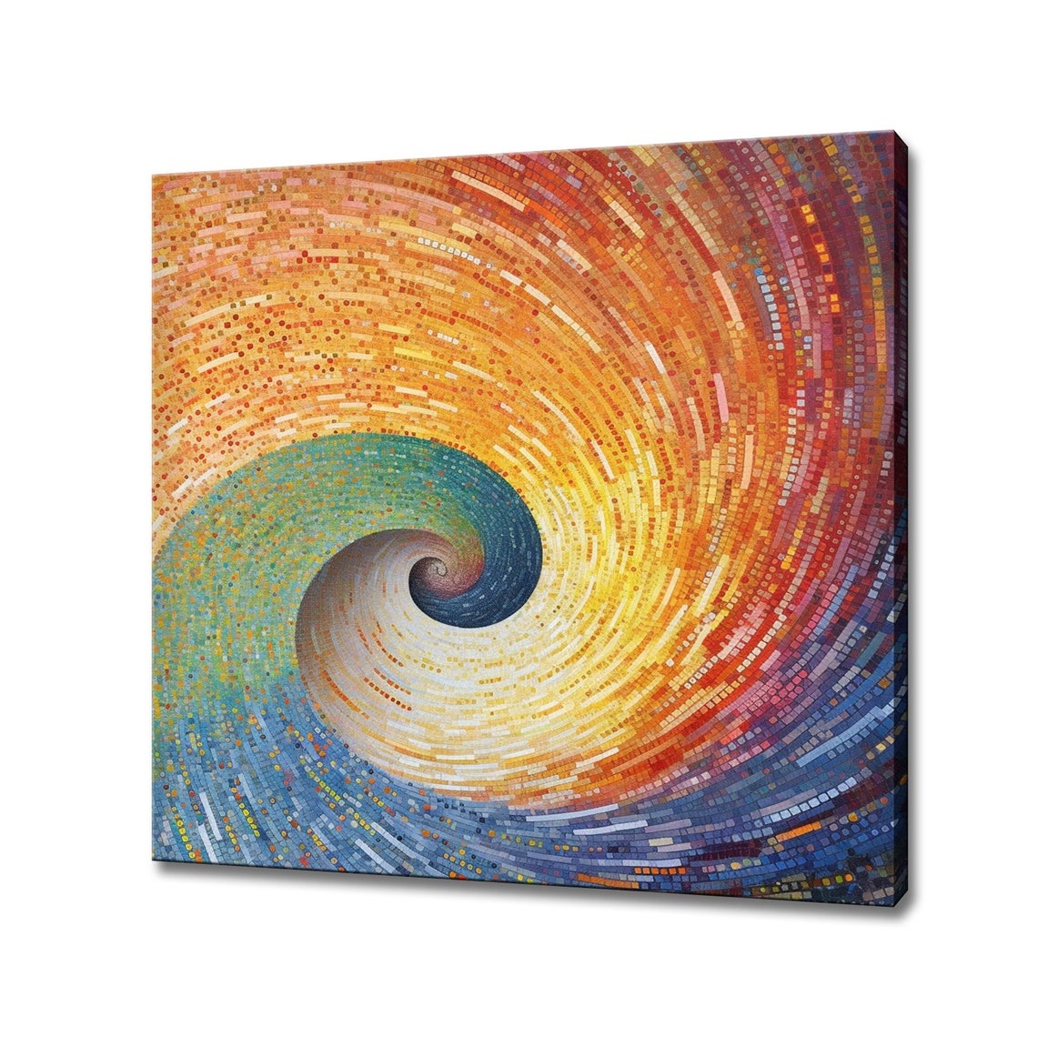 Psychedelic Rainbow Spiral Wave Mosaic Groovy Fantasy Art Poster